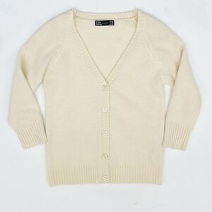 Zara Wool Angora Blend Button Front Cardigan Sweater Cream Medium